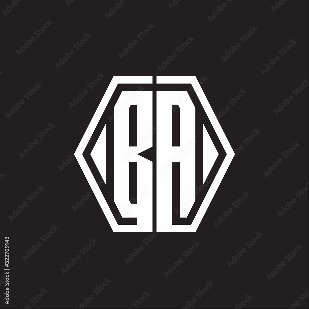 BA Logo monogram with hexagon line rounded design template BA Logo monogram with hexagon line rounded design template