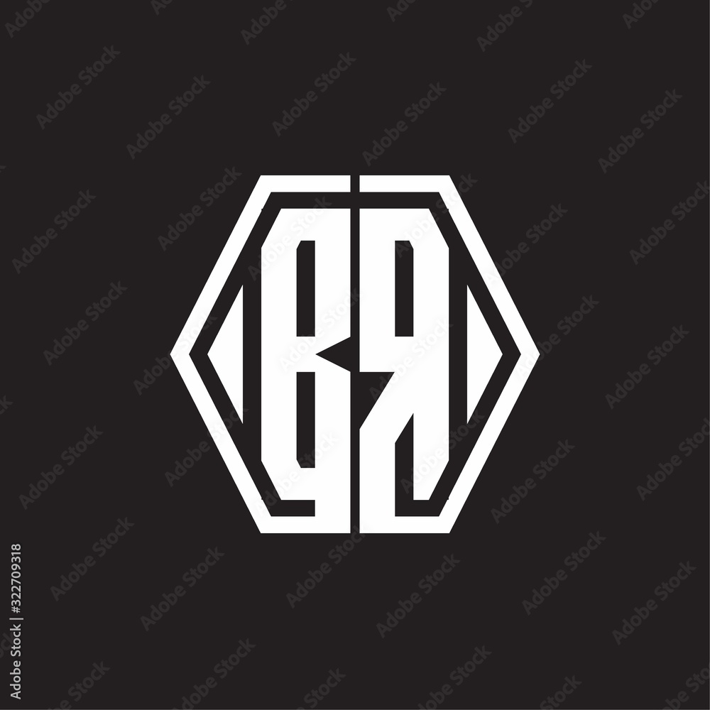BR Logo monogram with hexagon line rounded design template BR Logo monogram with hexagon line rounded design template