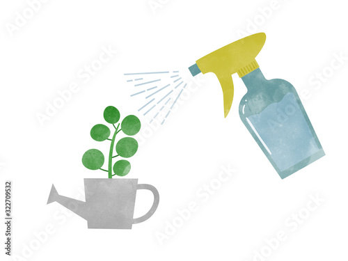 Watering plants by spraying