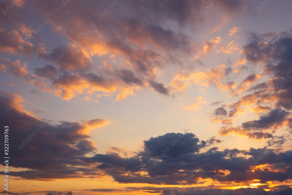 Sunset sky and clouds abstract background.