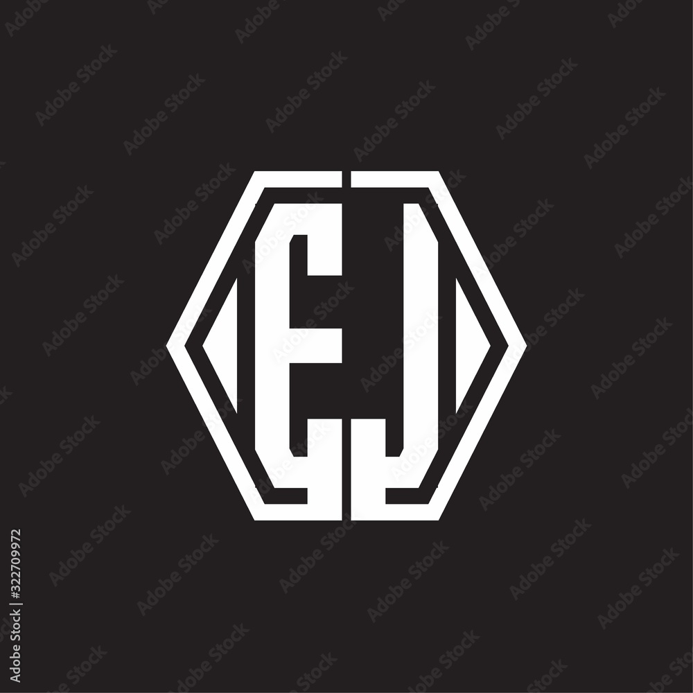 EJ Logo monogram with hexagon line rounded design template EJ Logo monogram with hexagon line rounded design template