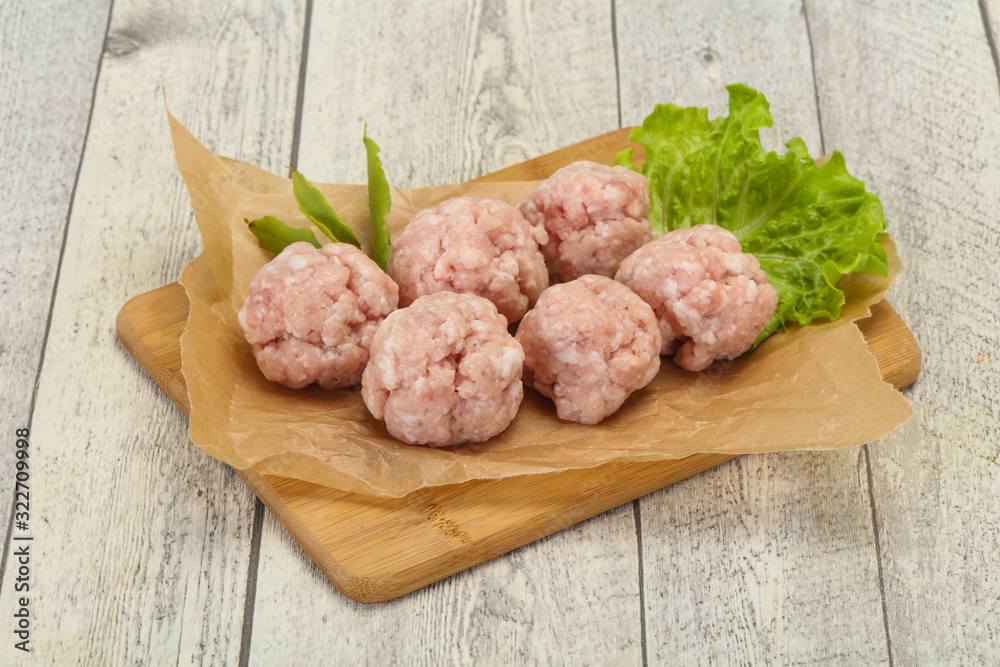 Homemade raw pork minced meatball for cooking Homemade raw pork minced meatball for cooking