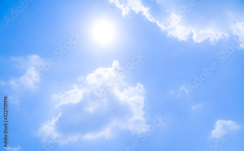    blue sky against white floating clouds background
