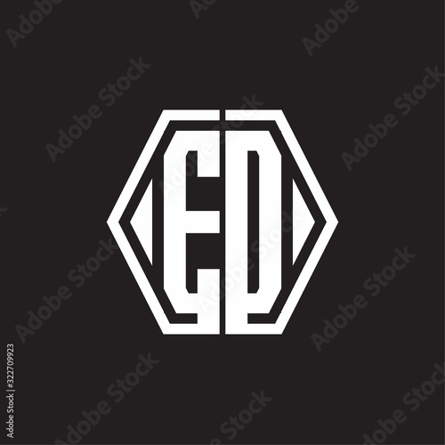 Foto ED Logo monogram with hexagon line rounded design template