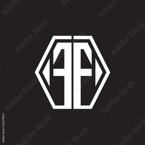 FF Logo monogram with hexagon line rounded design template