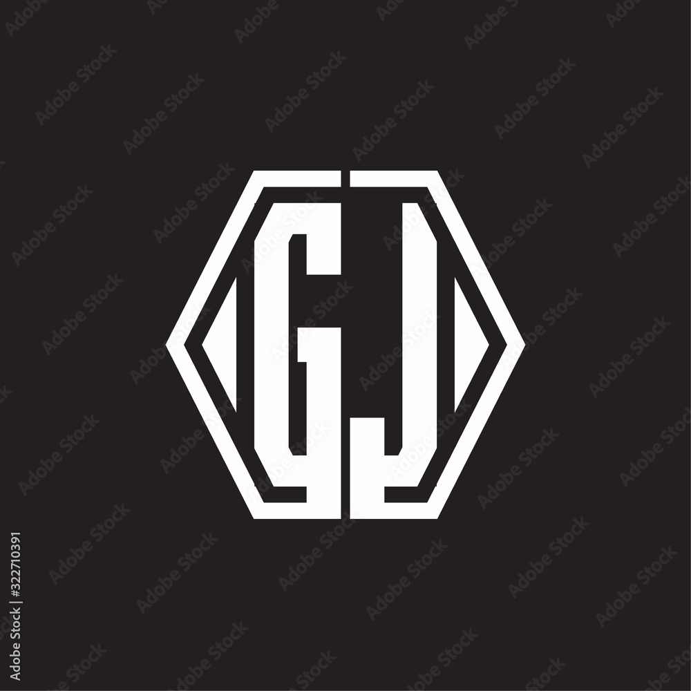 GJ Logo monogram with hexagon line rounded design template GJ Logo monogram with hexagon line rounded design template