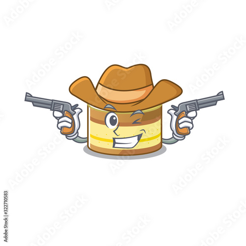 Lemon cake Cowboy cartoon concept having guns