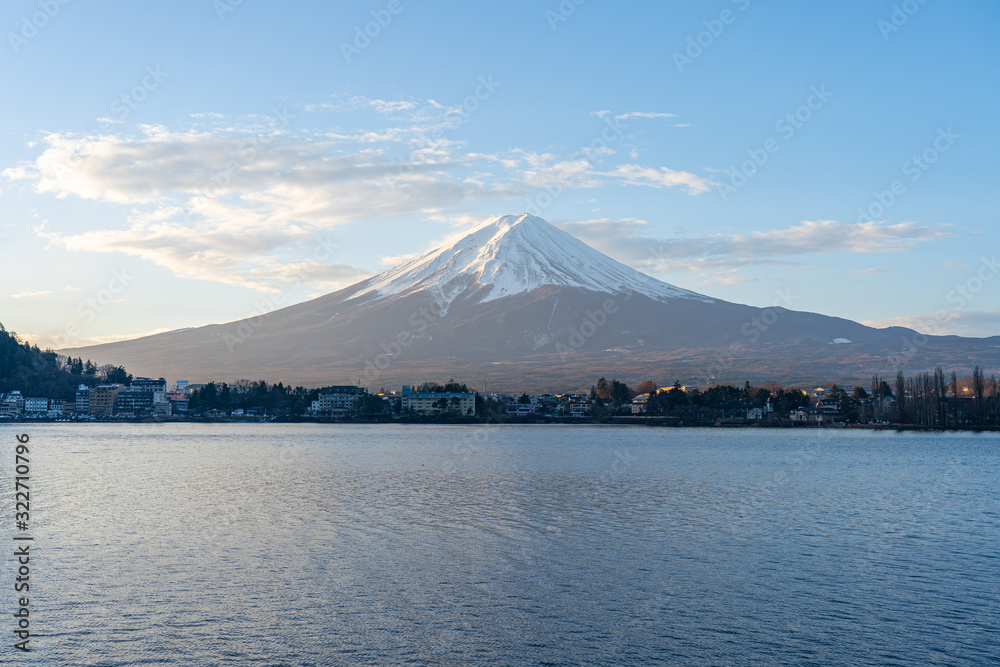 Mount Fuji and Lake Kawaguchiko in Yamanachi, Japan