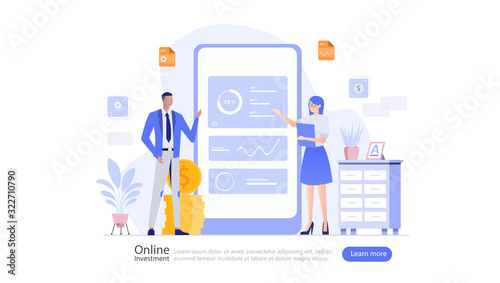 Online Investment Vector Illustration Concept , Suitable for web landing page, ui, mobile app, editorial design, flyer, banner, and other related occasion © dealitastudio