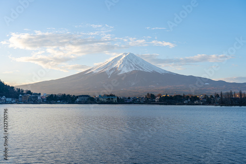 Mount Fuji and Lake Kawaguchiko in Yamanachi  Japan