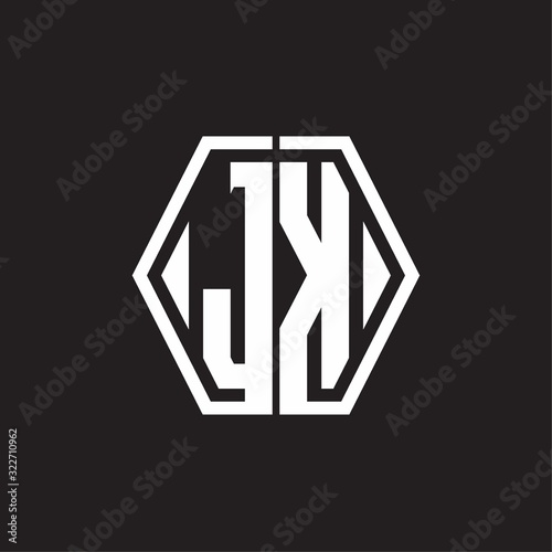 JK Logo monogram with hexagon line rounded design template