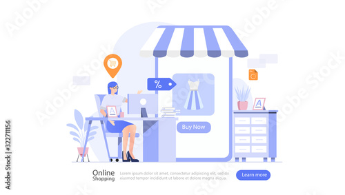 Online Shopping Vector Illustration Concept, Suitable for web landing page, ui, mobile app, editorial design, flyer, banner, and other related occasion