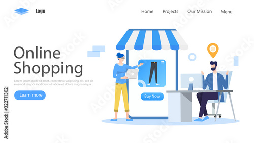 Online Shopping Vector Illustration Concept, Suitable for web landing page, ui, mobile app, editorial design, flyer, banner, and other related occasion