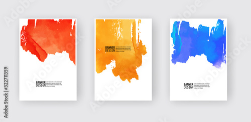 Fototapeta Abstract watercolor color design banner set.