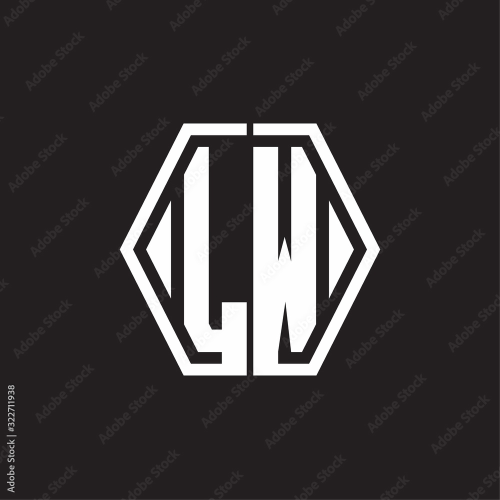 LW Logo monogram with hexagon line rounded design template LW Logo monogram with hexagon line rounded design template