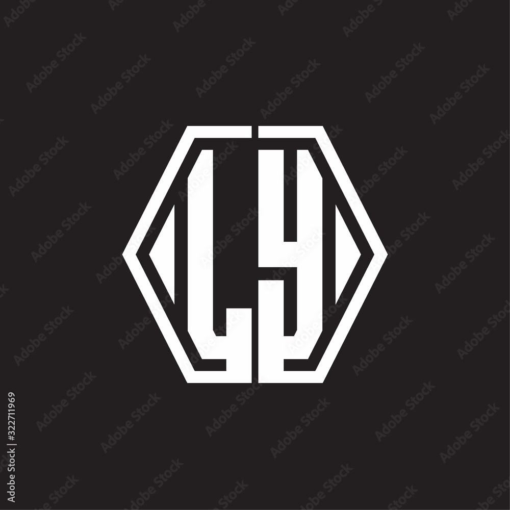 LY Logo monogram with hexagon line rounded design template LY Logo monogram with hexagon line rounded design template