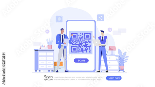 QR Code Verification Vector Illustration Concept , Suitable for web landing page, ui, mobile app, editorial design, flyer, banner, and other related occasion