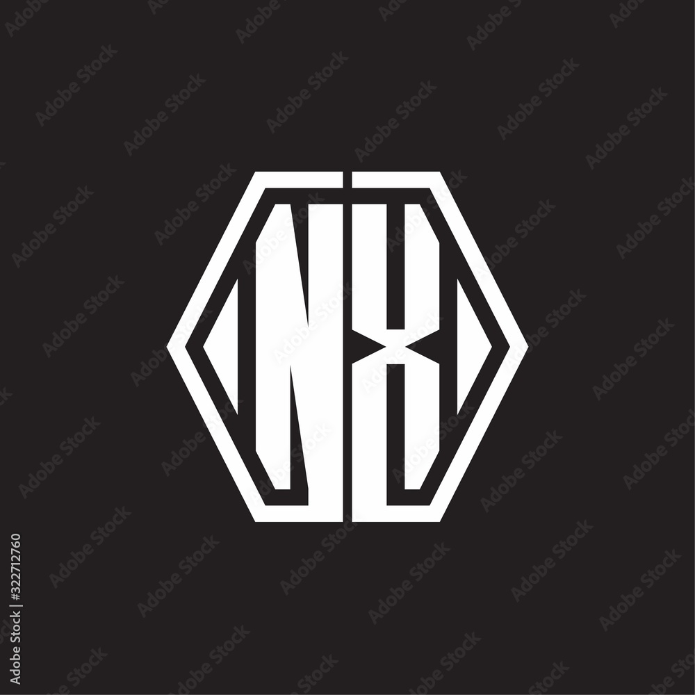 NX Logo monogram with hexagon line rounded design template NX Logo monogram with hexagon line rounded design template