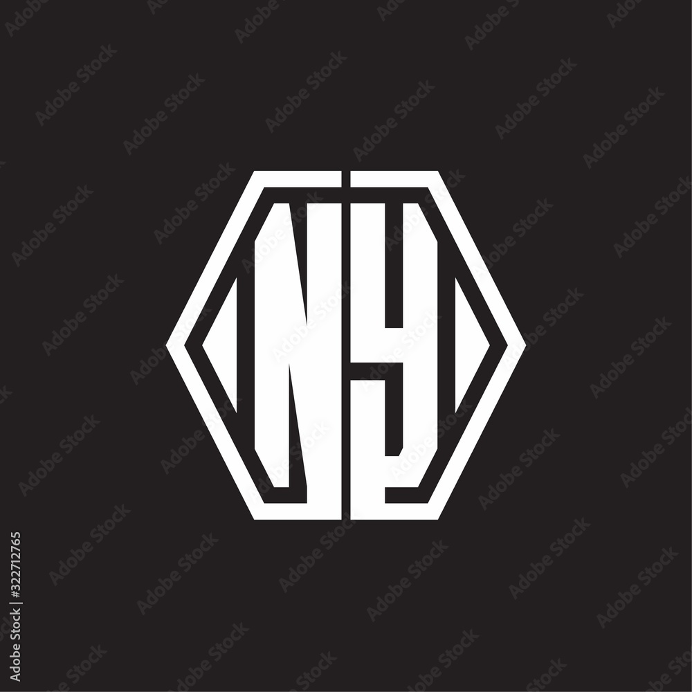 NY Logo monogram with hexagon line rounded design template NY Logo monogram with hexagon line rounded design template
