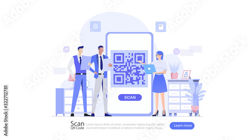 QR Code Verification Vector Illustration Concept , Suitable for web landing page, ui, mobile app, editorial design, flyer, banner, and other related occasion © dealitastudio