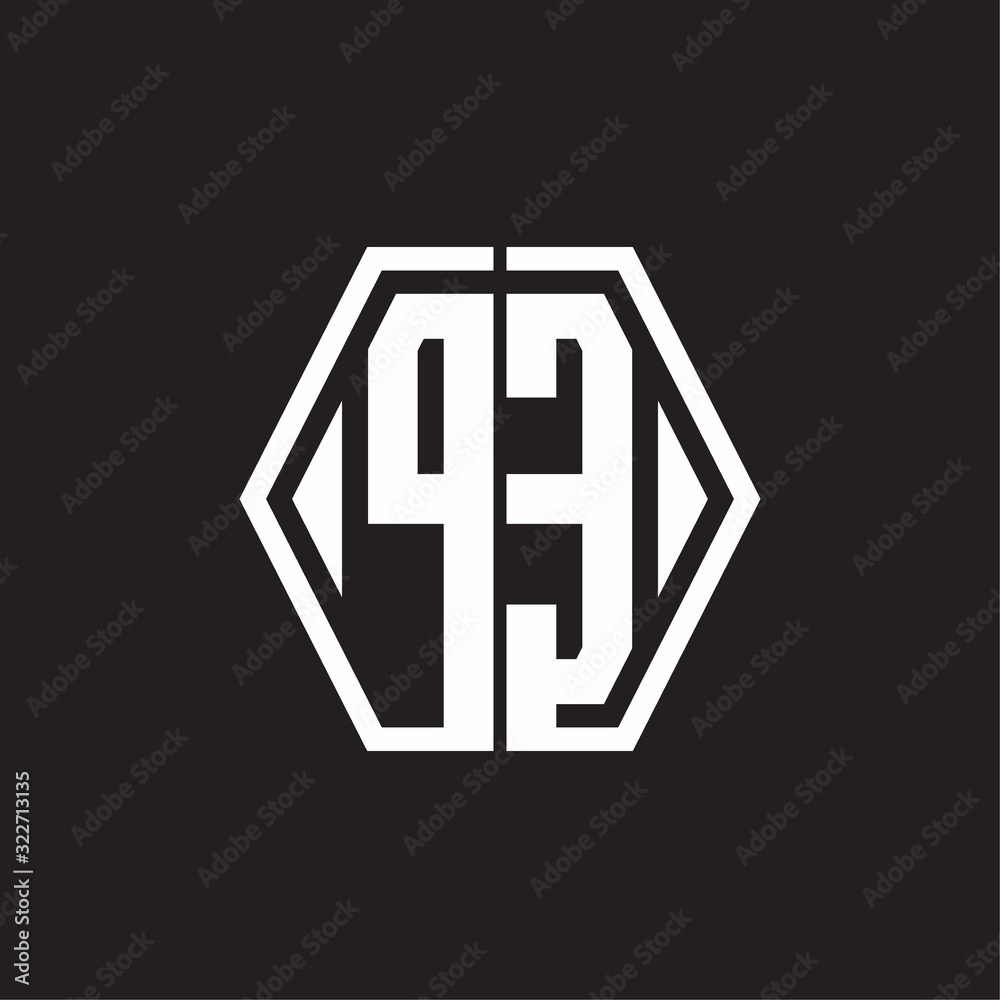 PE Logo monogram with hexagon line rounded design template PE Logo monogram with hexagon line rounded design template