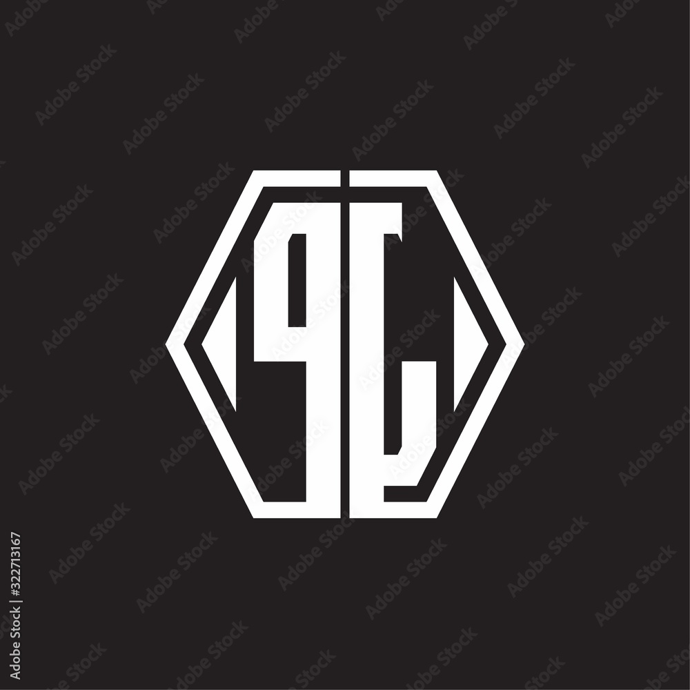 PL Logo monogram with hexagon line rounded design template PL Logo monogram with hexagon line rounded design template