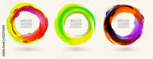 Watercolor circle texture set. Vector circle elements