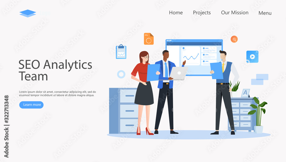 SEO Analytics Team Vector Illustration Concept , Suitable for web landing page, ui, mobile app, editorial design, flyer, banner, and other related occasion
