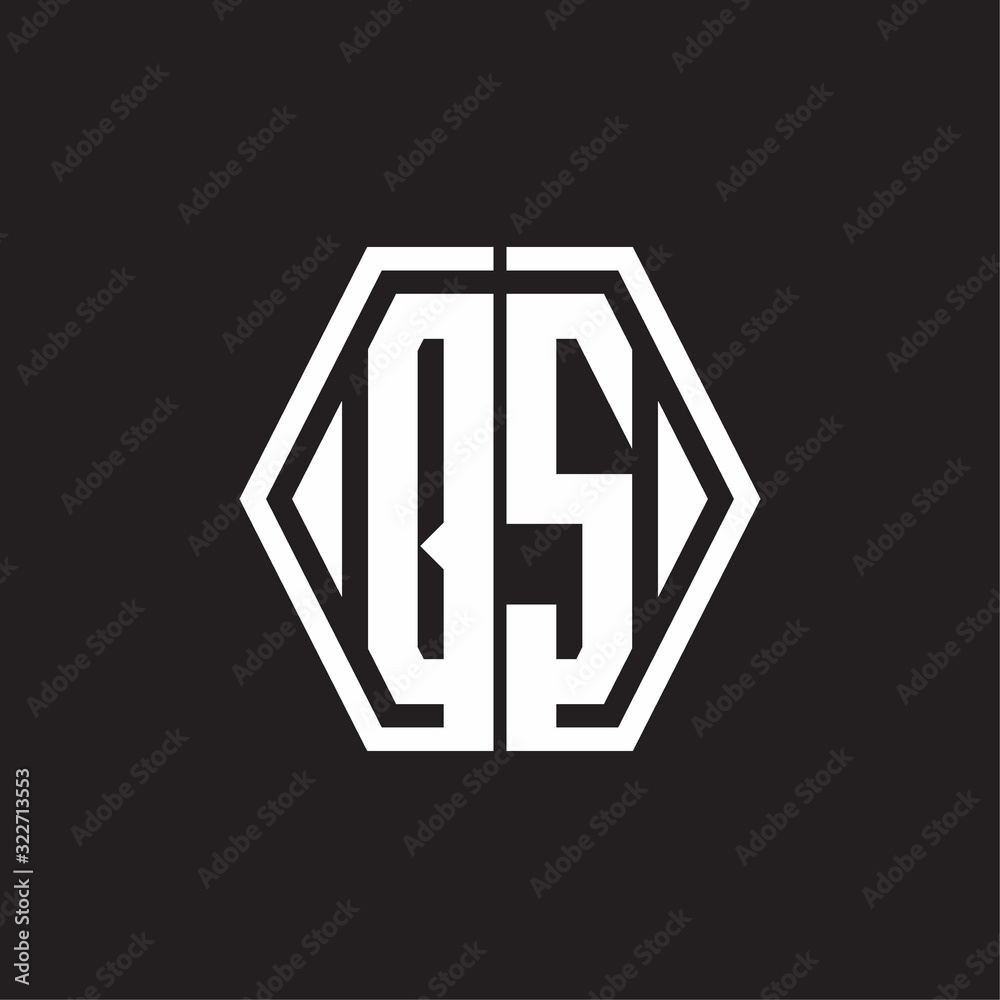 QS Logo monogram with hexagon line rounded design template QS Logo monogram with hexagon line rounded design template