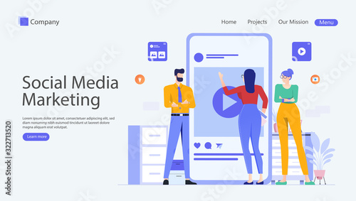 Social Media Marketing Vector Illustration Concept , Suitable for web landing page, ui, mobile app, editorial design, flyer, banner, and other related occasion