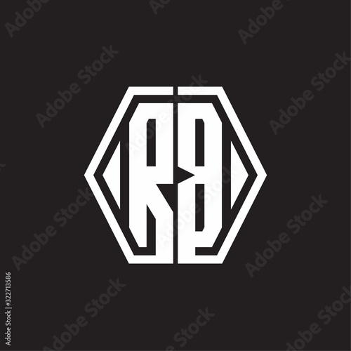 RB Logo monogram with hexagon line rounded design template