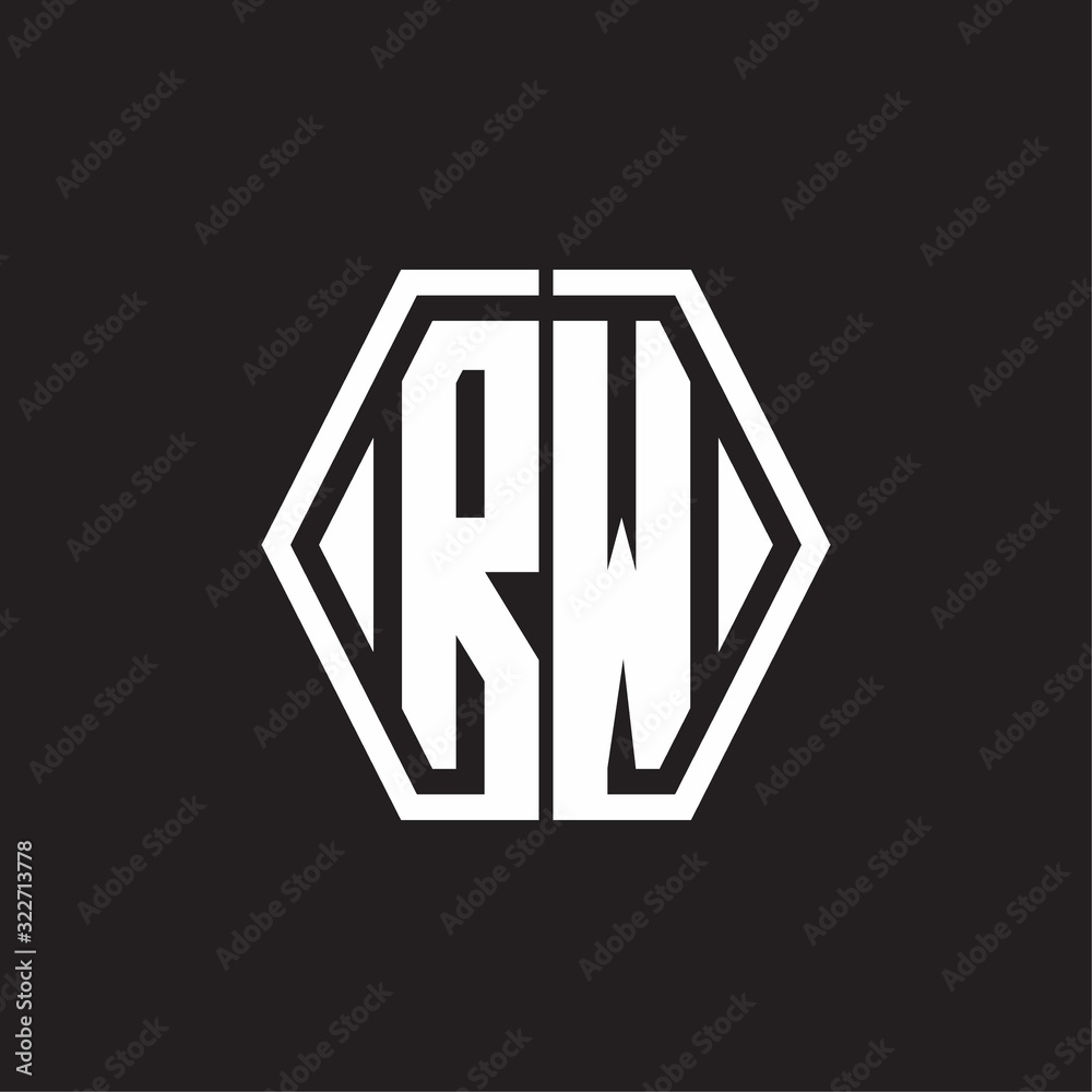 RW Logo monogram with hexagon line rounded design template RW Logo monogram with hexagon line rounded design template