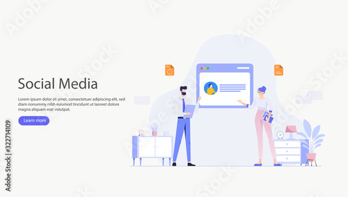 Social Media Vector Illustration Concept , Suitable for web landing page, ui, mobile app, editorial design, flyer, banner, and other related occasion © dealitastudio