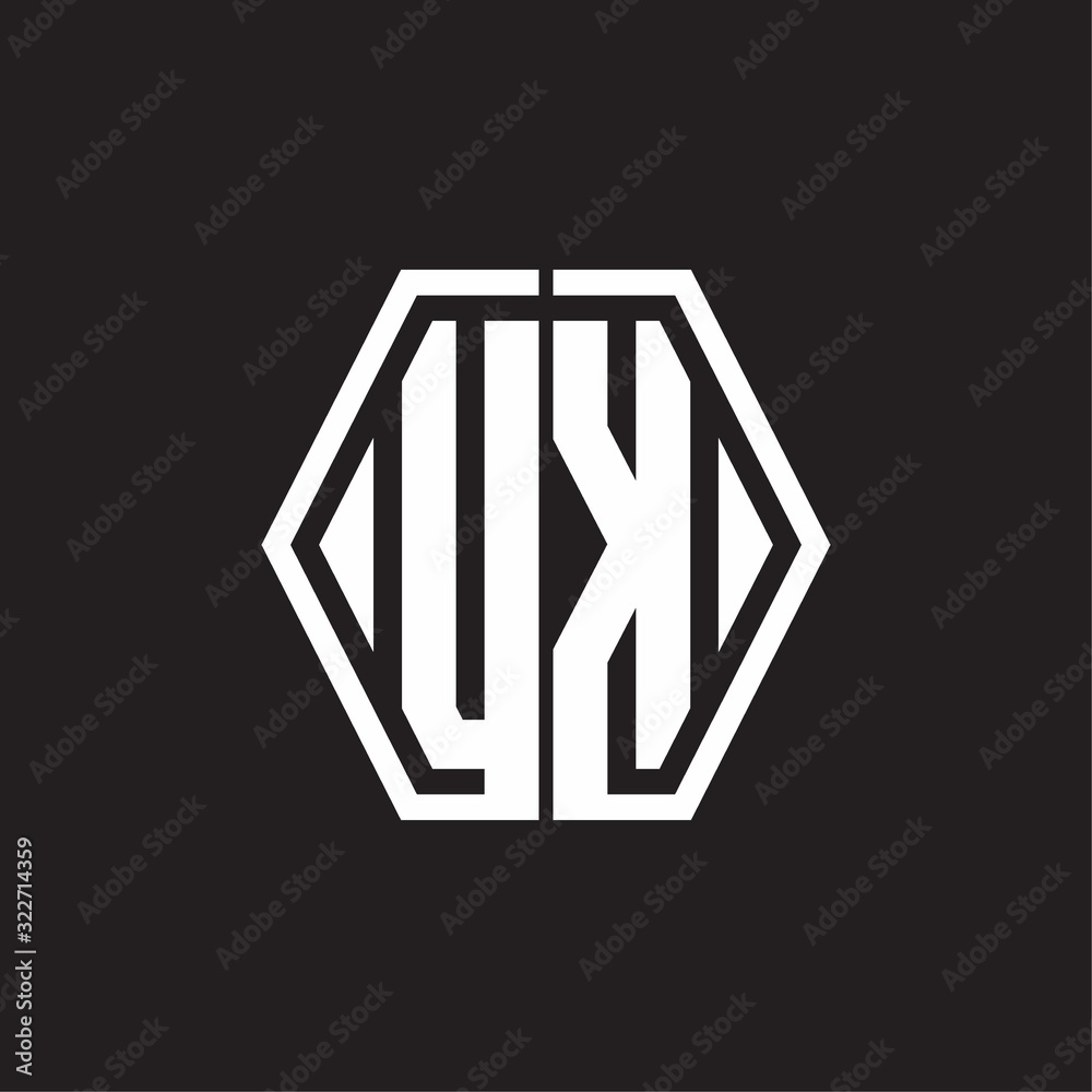 UK Logo monogram with hexagon line rounded design template UK Logo monogram with hexagon line rounded design template