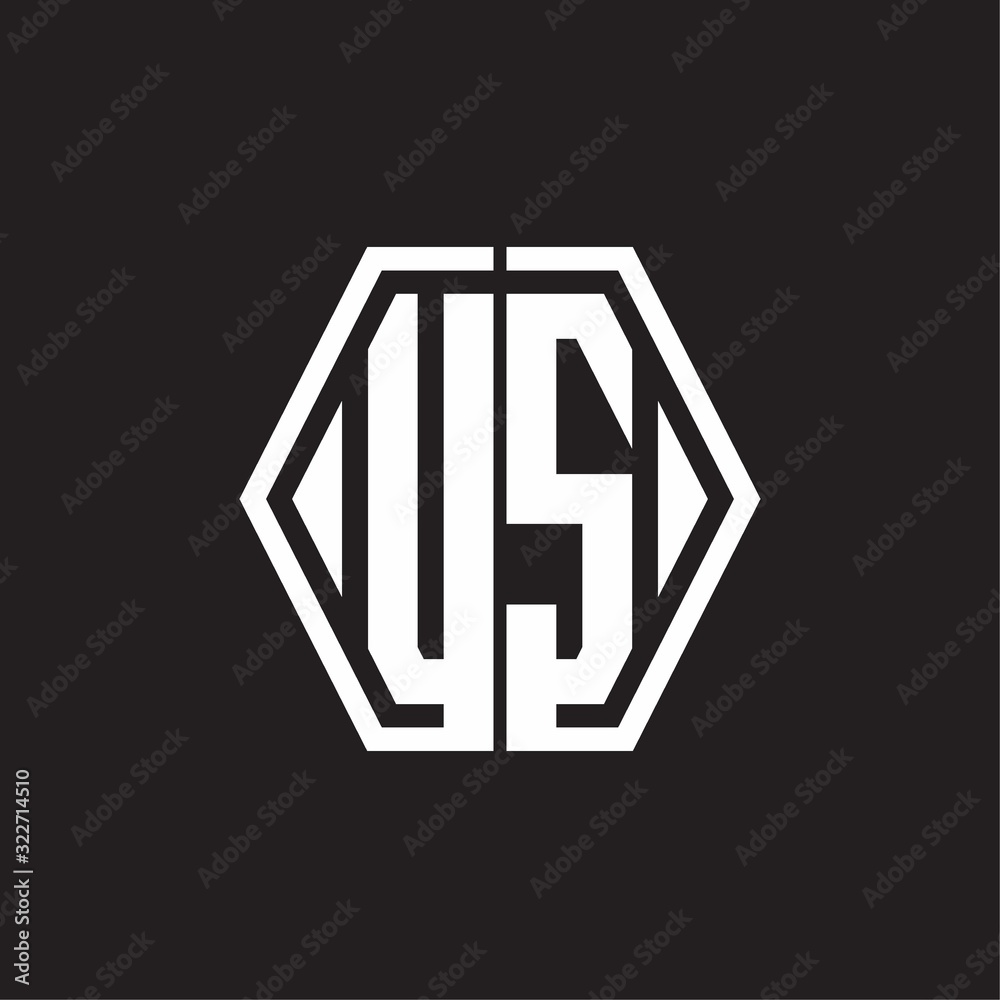 US Logo monogram with hexagon line rounded design template US Logo monogram with hexagon line rounded design template