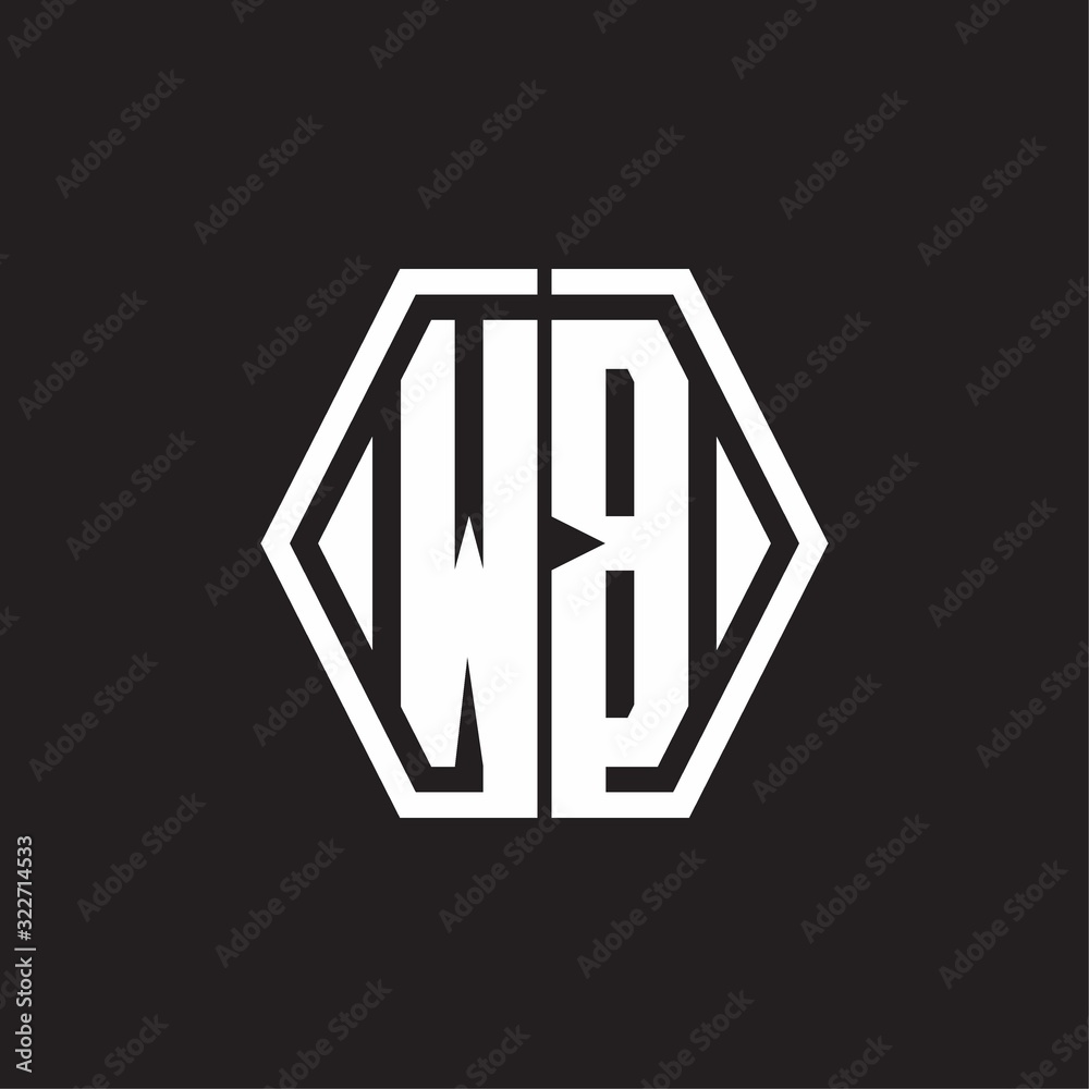 WB Logo monogram with hexagon line rounded design template WB Logo monogram with hexagon line rounded design template