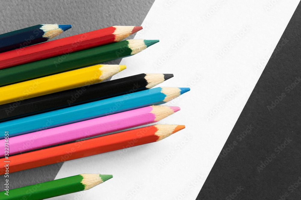 Fototapeta premium Colorful pencils and paper