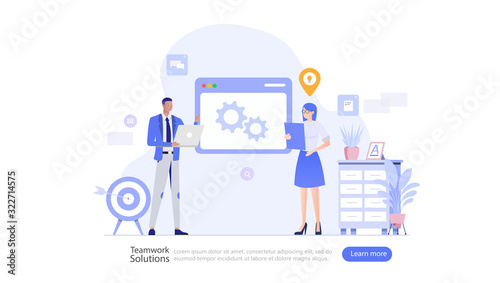 Teamwork Communication Vector Illustration Concept , Suitable for web landing page, ui, mobile app, editorial design, flyer, banner, and other related occasion
