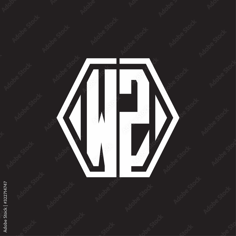 WZ Logo monogram with hexagon line rounded design template