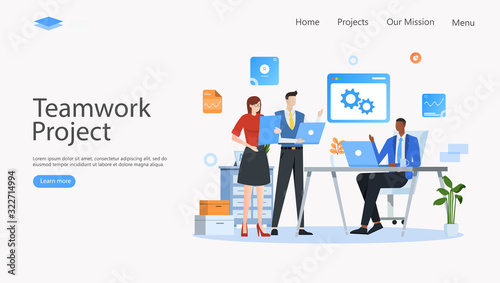 Teamwork Project Vector Illustration Concept , Suitable for web landing page, ui, mobile app, editorial design, flyer, banner, and other related occasion