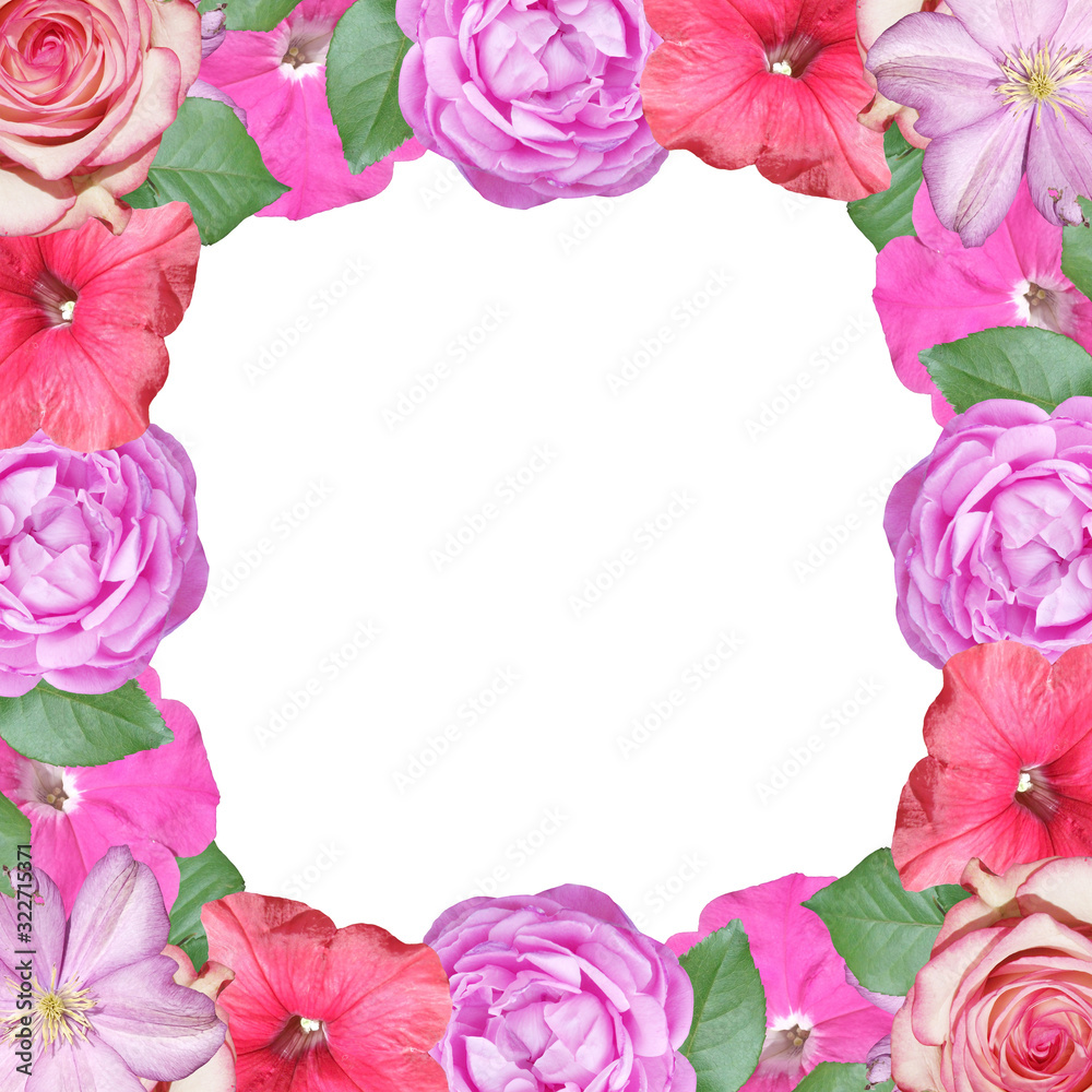 custom made wallpaper toronto digitalBeautiful floral pattern of roses, petunias and clematis. Isolated