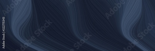 artistic banner with very dark blue, dark slate gray and black colors. fluid curved lines with dynamic flowing waves and curves