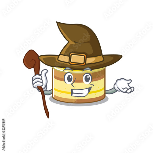 a mascot concept of lemon cake performed as a witch