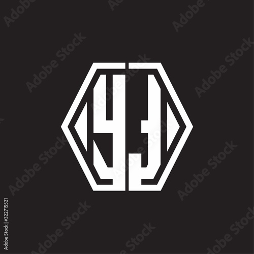 YT Logo monogram with hexagon line rounded design template © Deita