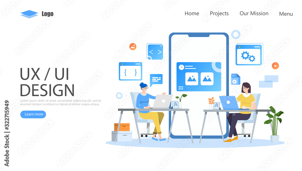 UX / UI Design Vector Illustration Concept, Suitable for web landing page, ui, mobile app, editorial design, flyer, banner, and other related occasion