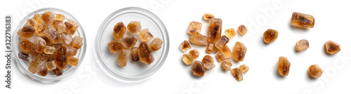 Set of caramel sugar on a white background