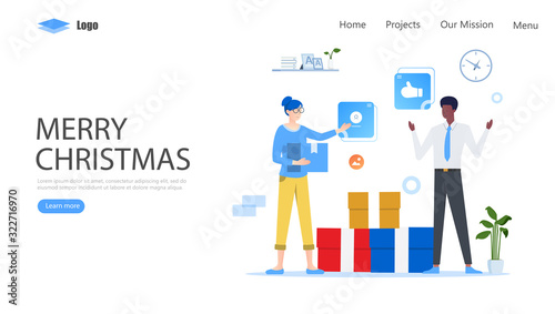 Merry Christmas and New Year Vector Illustration Concept, Suitable for web landing page, ui, mobile app, editorial design, flyer, banner, and other related occasion