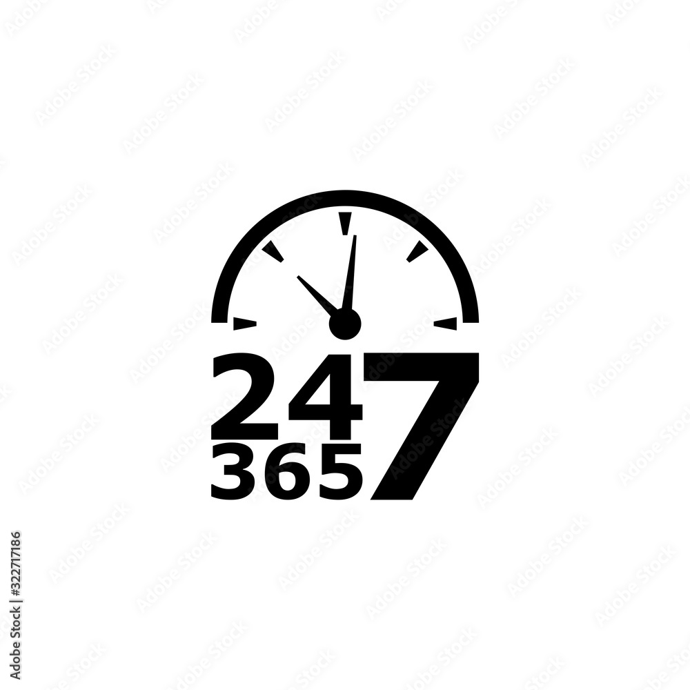 24 Hours Service and support sign. 24 hours open customer service icon 24 Hours Service and support sign. 24 hours open customer service icon