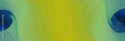 colorful banner with yellow green, midnight blue and cadet blue colors. fluid curved flowing waves and curves