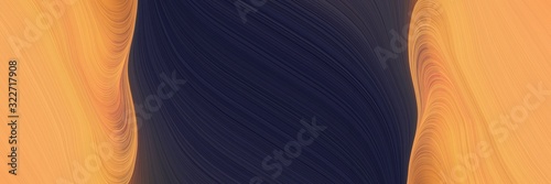 surreal banner with very dark blue, sandy brown and sienna colors. fluid curved flowing waves and curves